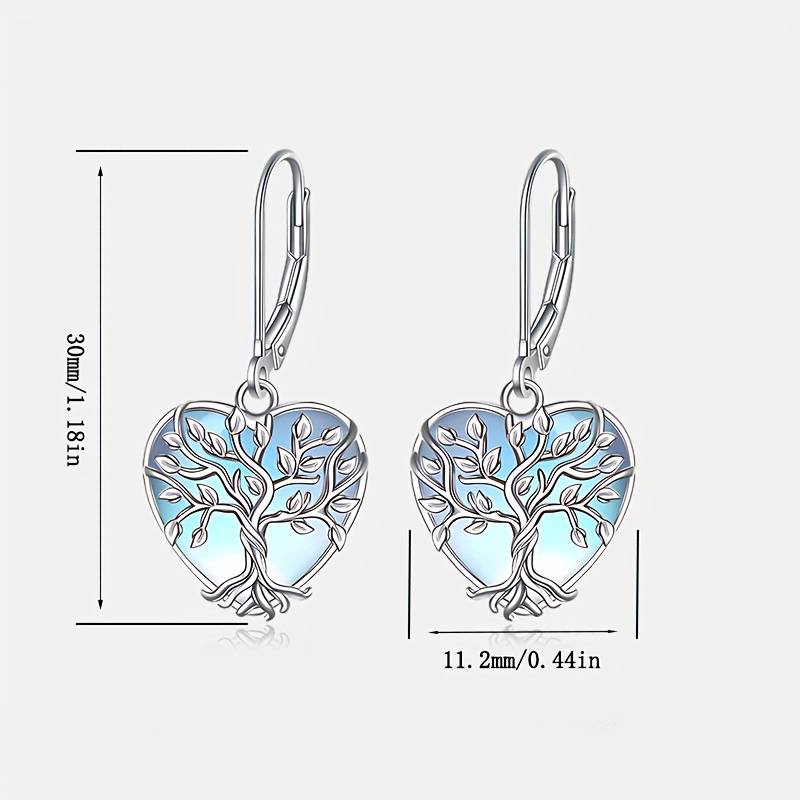 Moonstone Dangle Earrings 925 Silver Lightweight